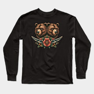 traditional bear tattoo Long Sleeve T-Shirt